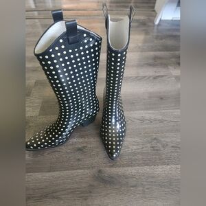 Brit and Bridle western cowboy polka dot rain boots